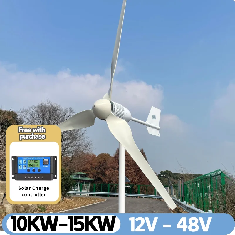 10KW 12V 24V 48V Horizontal Wind Turbine With More Powerful Free Electricity Low Speed And Low Noise For Small Household Farms