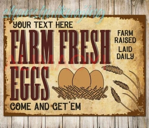 Personalised Chicken Eggs Get 'Em Customized sign Wall Decor Metal Plaque