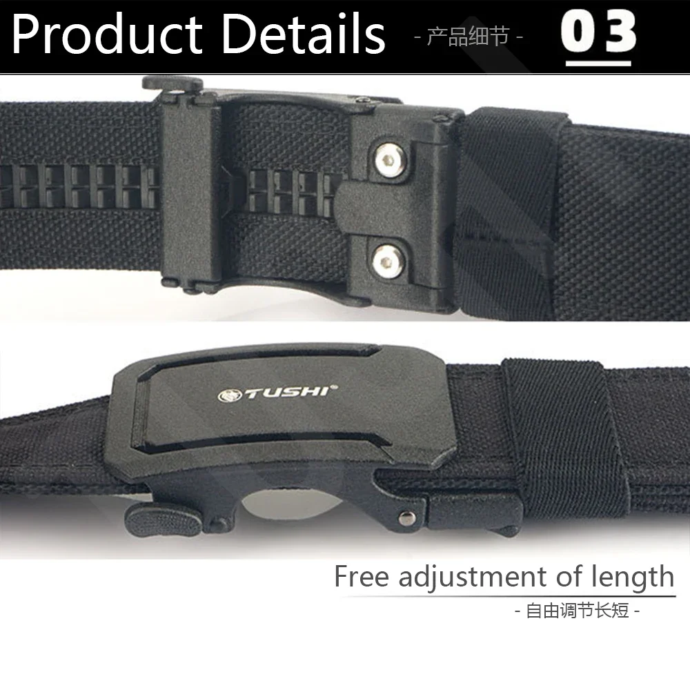 TUSHI Brand 4.3 Wide Thickened Gun Hanging Double-Layer Nylon Cloth Belt Versatile Outdoor Tactical Automatic Buckle Men's Belt