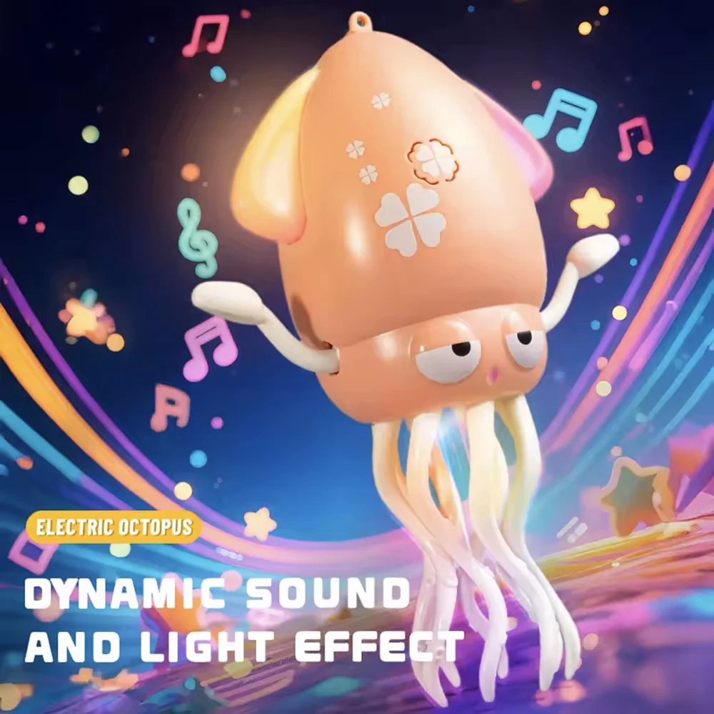 Calamari danzanti Induzione Calamari piatti sdraiati con luce e musica Giocattoli di sviluppo interattivi Giocattoli elettronici per animali domestici per bambini Regali per il tempo della pancia