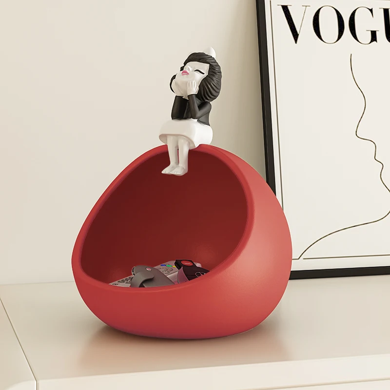 

Cute cute girl living room entrance entrance key storage tray decoration housewarming gift ornament