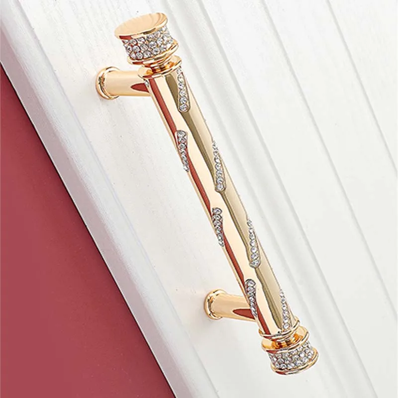 10 Piece Set of Zinc Alloy European Style Diamond Handles, Wardrobe Doors, Bathroom Drawers, Cabinets, Gold Furniture Handles