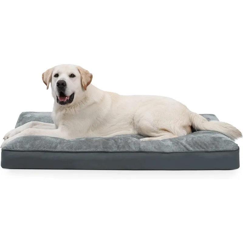 Dog Crate Bed Waterproof Deluxe Plush Dog Beds with Removable Washable Cover Anti-Slip Bottom Pet Sleeping Mattress