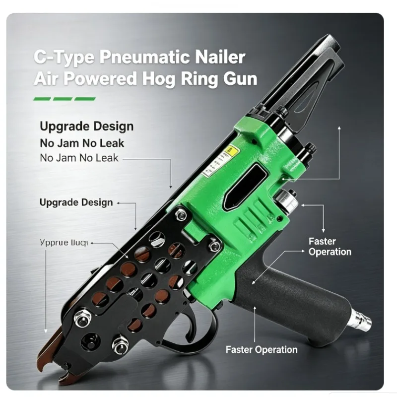 760‑7C Pneumatic Hog Ring C‑Ring Stapler Fastening Tool For Pigeon Cage Sofa Landscape Rock Assembly Tasks Assembly Projects