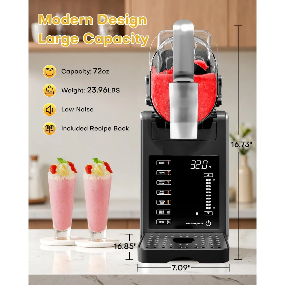 آلة Slushie مع تقنية QuickChill 6 برامج محددة مسبقًا لا حاجة إلى ثلج 92oz صانع المشروبات المجمدة لـ Margaritas