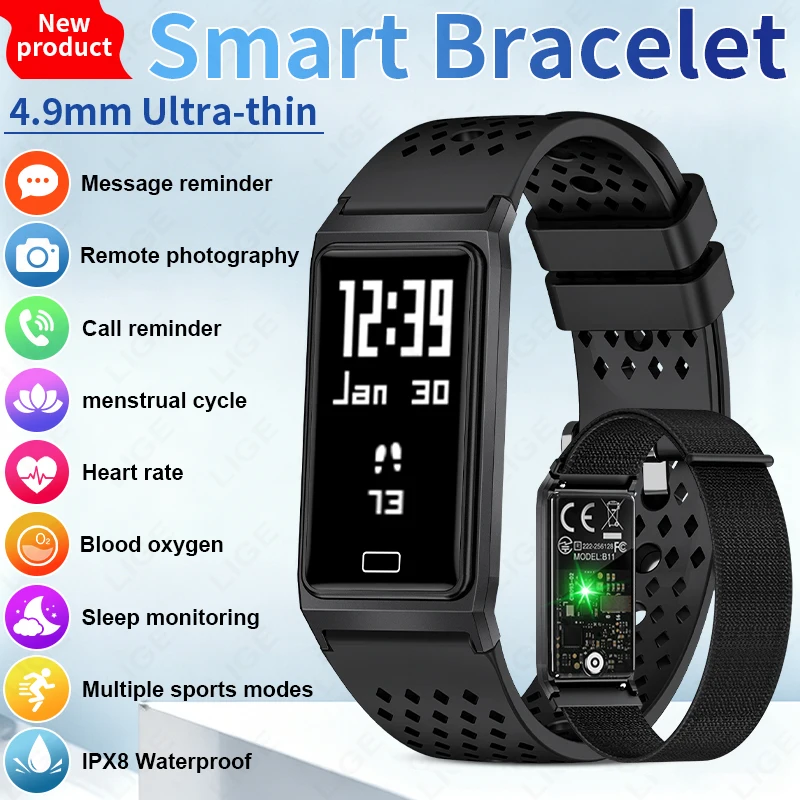 IPX8 Waterproof Fitness Tracker Heart Rate Blood Oxygen Sleep Women Menstrual Cycle Sport Smart Bracelet Long Standby Smart Band