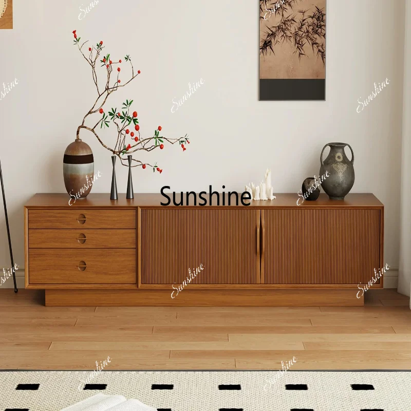 New Chinese solid wood TV cabinet retro style floor locker living room small apartment
