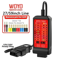 WOYO CTB007 CAN Tester Box OBD2 16Pin Break Out Box Pin Settings Diagnostic Tools with 27.5/59inch OBD Extension Cable