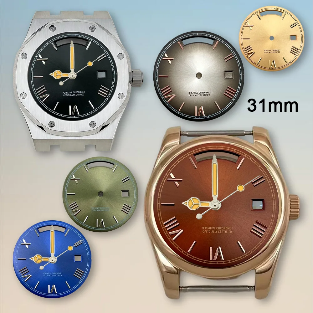 31mm S Dial Watch modification parts Day And Date Rome Dial Fit 8285 Movement Sunray High-Quality Dial Watch Accessories