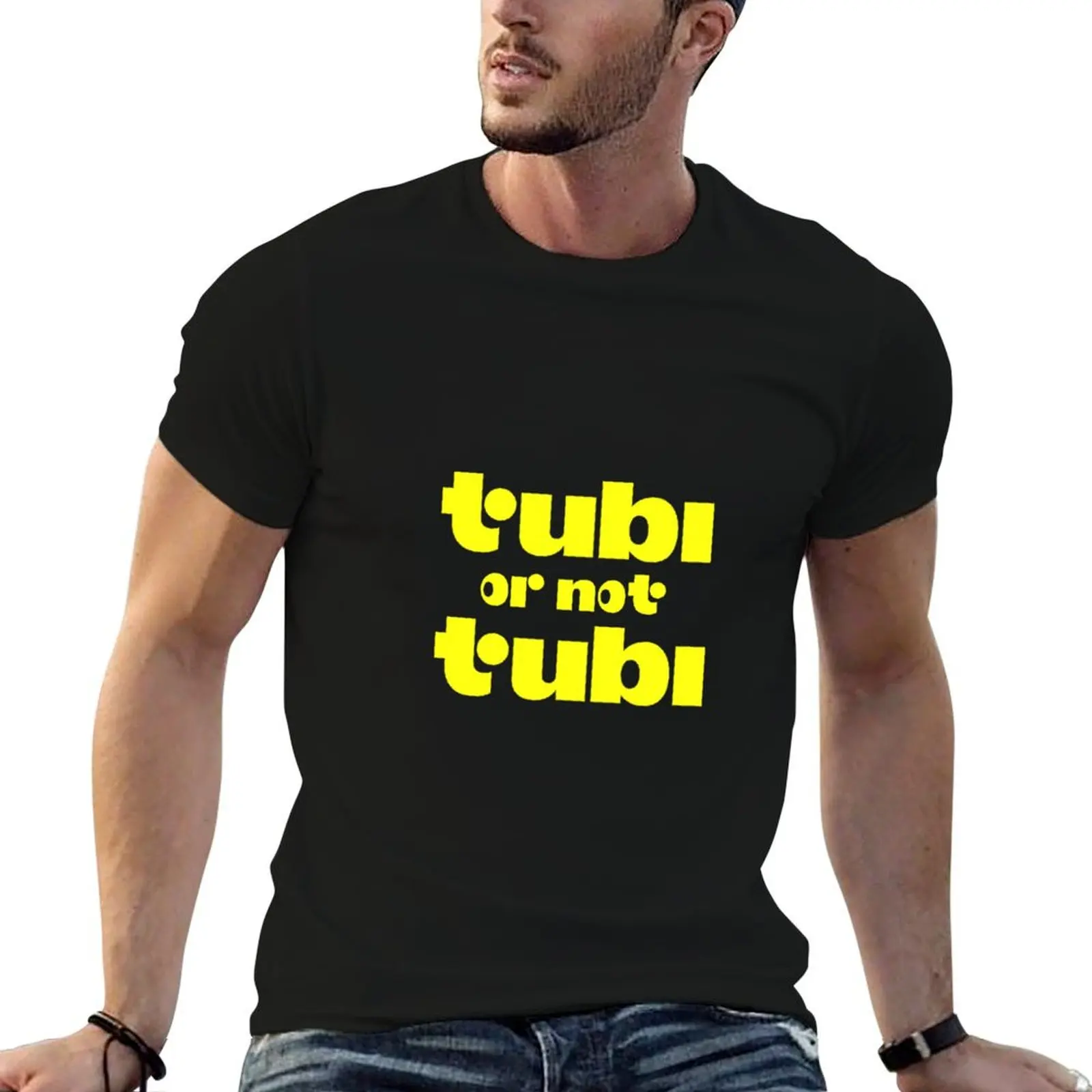 tubi or not tubi? (parody slogan for the company updated logo) T-Shirt Sports Casual Short Sleeve Cotton Tee