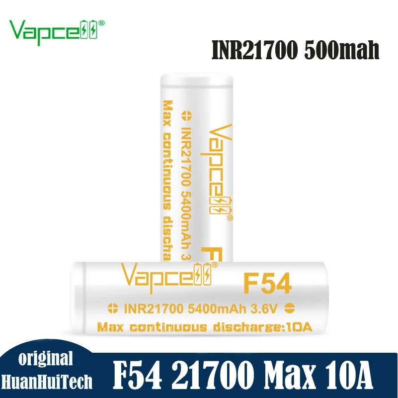 

Оригинальный аккумулятор Vapcell F54 INR21700, 5400 мАч, макс. 10 А, 3,6 В, 21700, литиевая аккумуляторная батарея для электроинструмента, дрона
