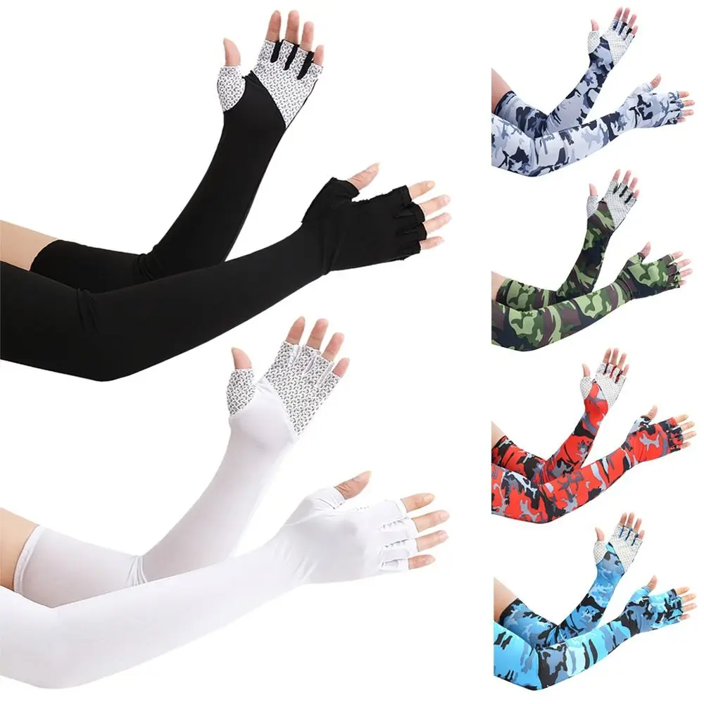 1Pair Women Men Cooling Arm Sleeves Cover Sports Running UV Sun Protection Outdoor Fishing Cycling Ice Sleeves