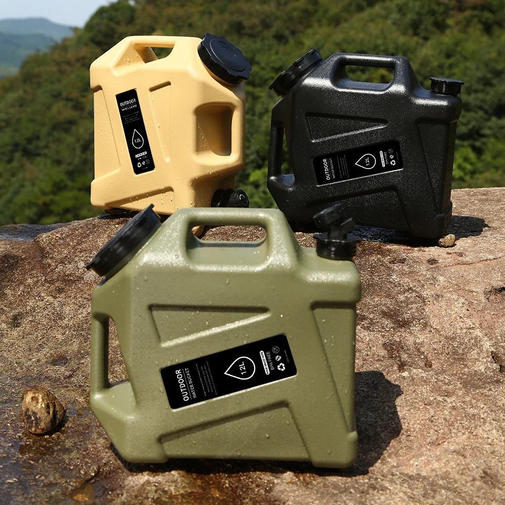 12L Camping-Wasserbehälter mit Zapfhahn, Wasserspeicherkrug, großes Fassungsvermögen, Wasserspender, Träger für Fahrzeug, Auto, Outdoor, Camping