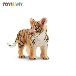 Simulation Standing Tiger Cub Wildlife Animal Model Toy Mini Figures Dolls Action Figurines Toys Children Gift Cake Decoration