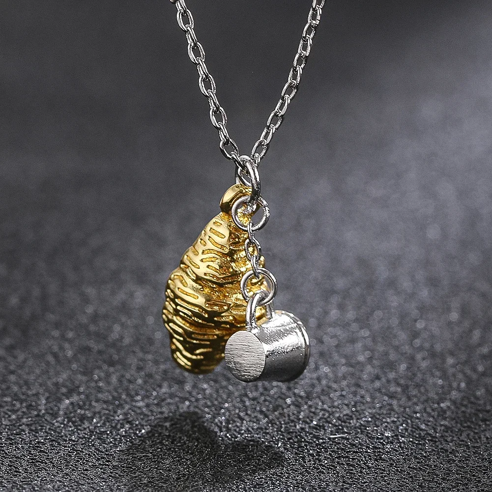 Croissant Pendant Necklace Emulation Food Coffee Cup Pendant Statement Jewelry Fashion Women's Jewelry Party Gifts