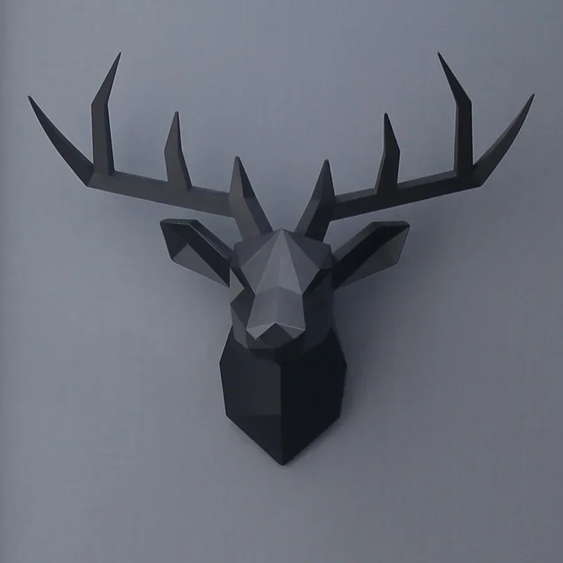 3D Deer Head Resin Statue For Wall Decoration,Animal Figurine,Living Room Wall Mount Decor,Deer Sculpture,Interior Decoration