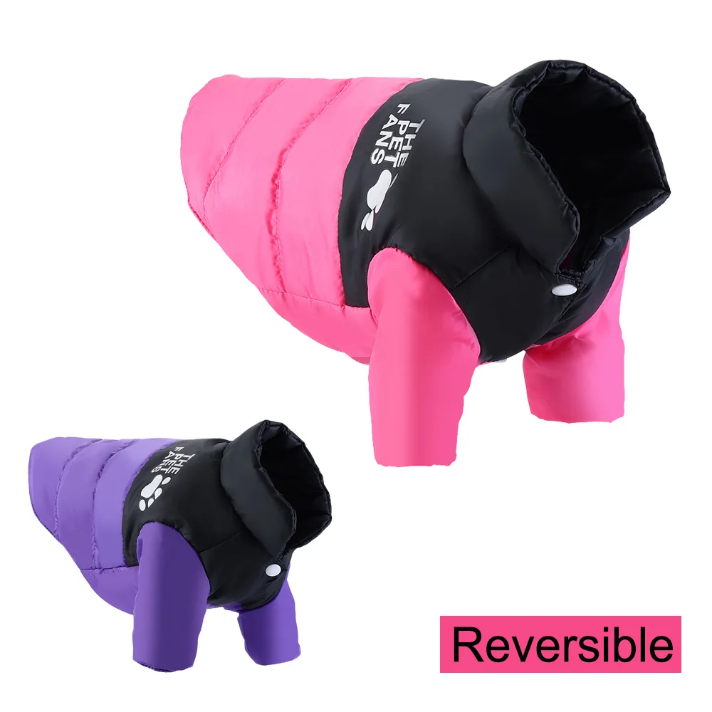 Warm Pet Dog Jacket Winter Fleece Reversible Puppy Coat For Small Medium Dogs Thicken Waterproof Clothes Bulldog Dachshund Parka