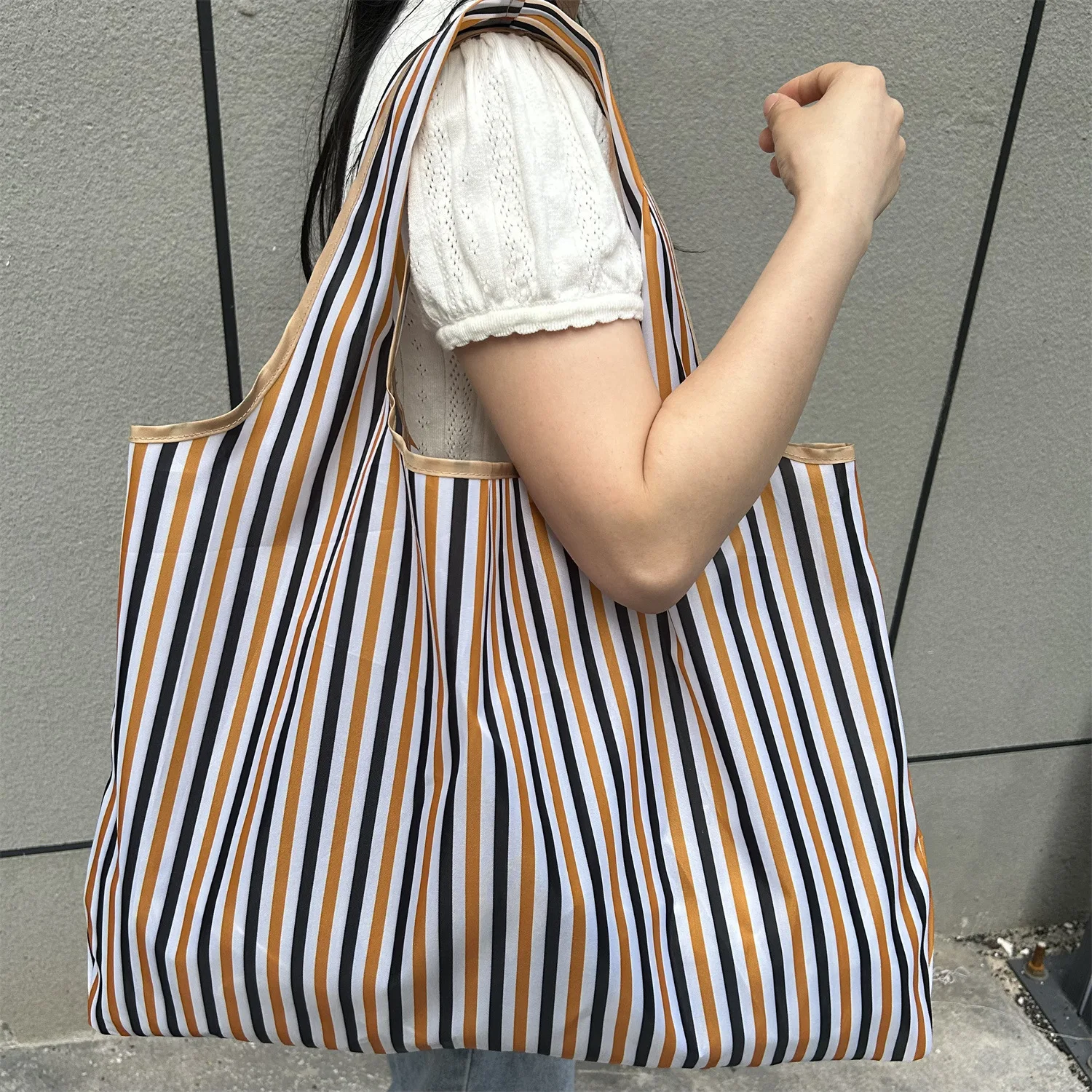 Large Capacity Foldable Shopping Bag Oxford Cloth Eco Friendly Grocery Tote Waterproof Travel Shoulder Bag Reusable Handbag