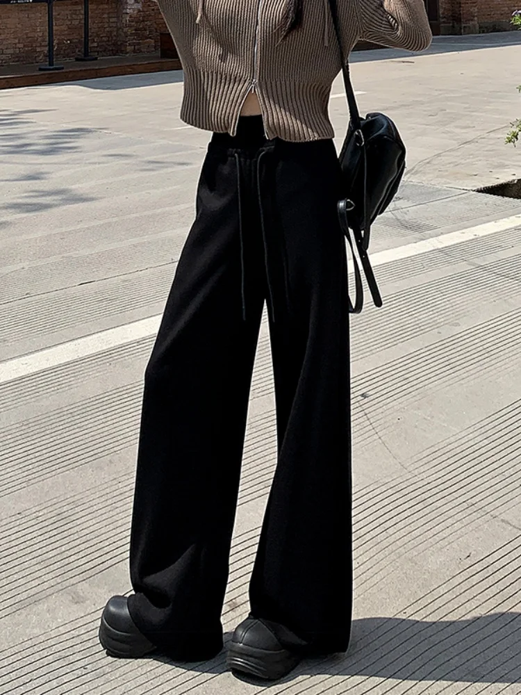 

Thiened Fce Широкие брюки Женские спортивные повседневные брюки для йоги с высокой талией Прямой крой для поездок на работу Корейская мода