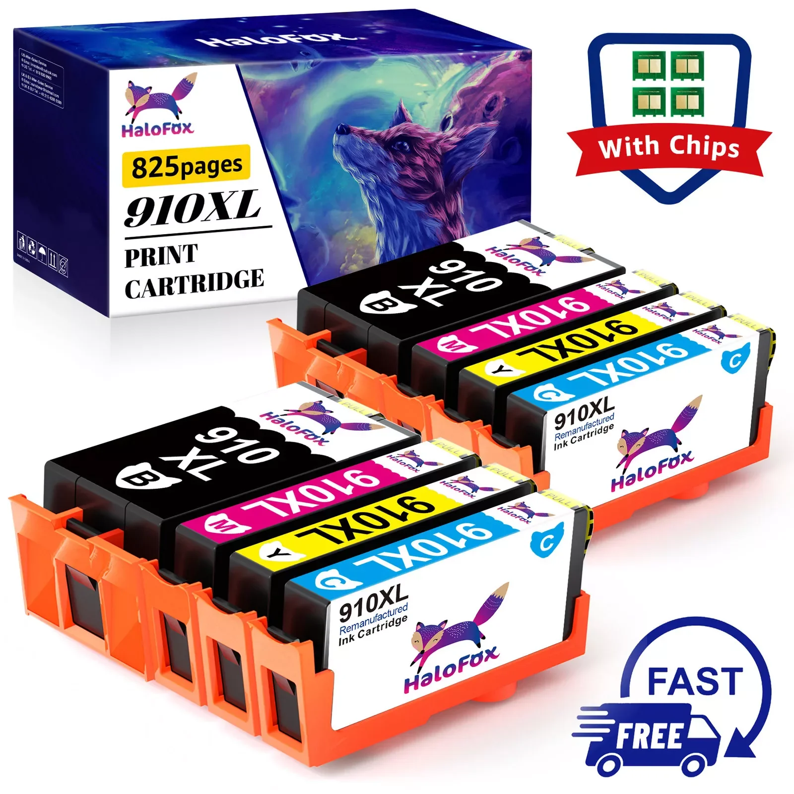 

8PACK 910 910XL Ink Cartridge replacement for HP OfficeJet Pro 8020 8021 8025