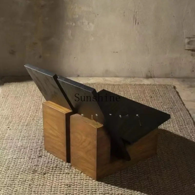 

Wabi Sandy Wind Solid Wood Simple Carbonized Black Lounge Chair Size Furniture Customization FT