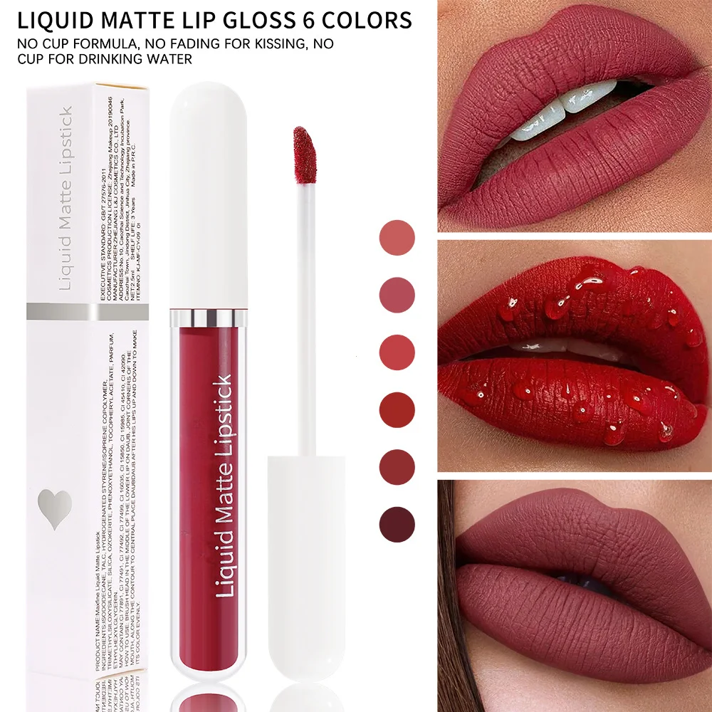 Batom líquido fosco impermeável, Brilho labial de longa duração, Sexy Velvet Lip Glaze, Hidratante de longa duração