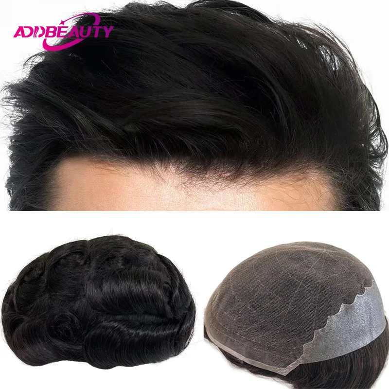 Addbeauty HD Lace PU Men Toupee Human Hair System Units Real Human Hair Wigs HD Lace Hair Replacement Blonde Natural Hairline