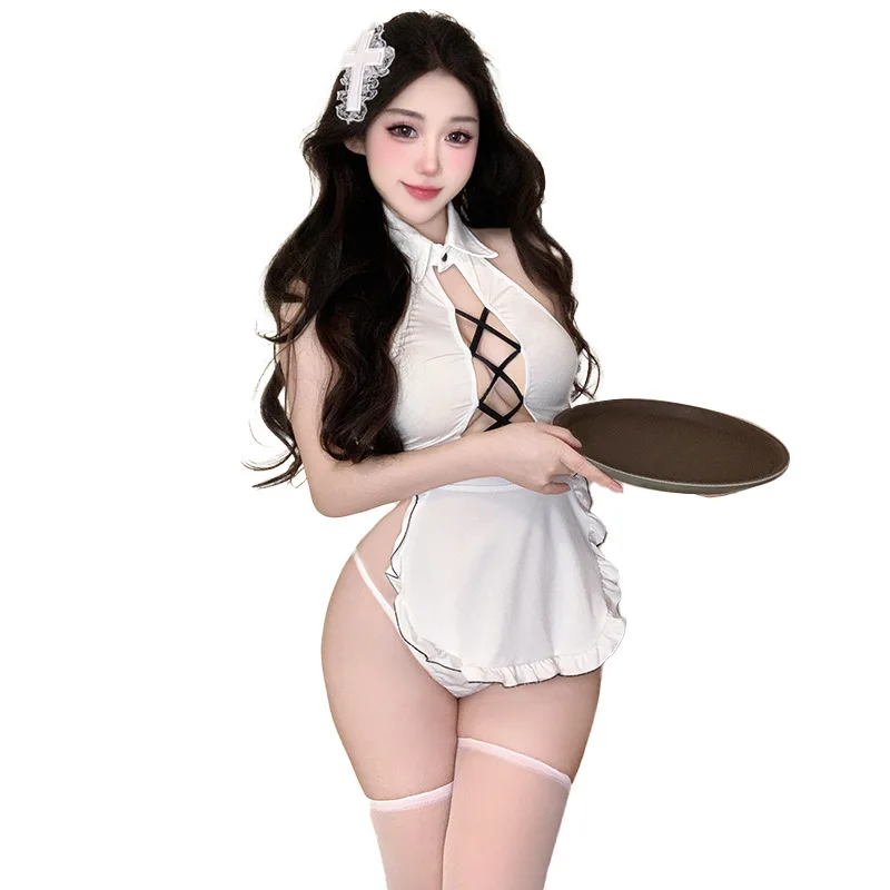 

Erotic Lingerie Set Women Pure Desire Role Play Costume - Low Cut Backless Bedtime Outfit with No Remove Design Sweet Set