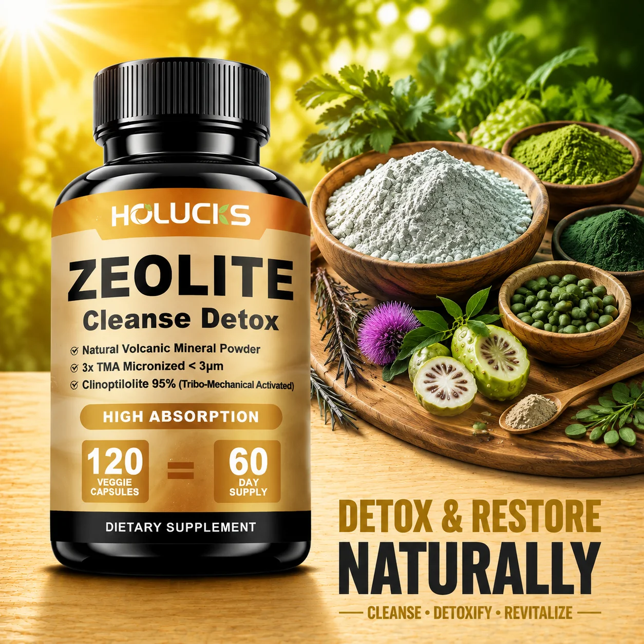 Natural Detox Supplement, with Zeolite, Support Toxin Removal, Liver Colon Cleanse, Skin Health & Overall Body Detoxification