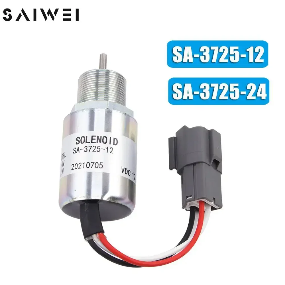 

DC12V SA-3725-12 Engine Fuel Shut Off Stop Solenoid for Mitsubishi S3L2 Mahind Volvo EC15 Toro 223D SA-3725-24 DC 24v