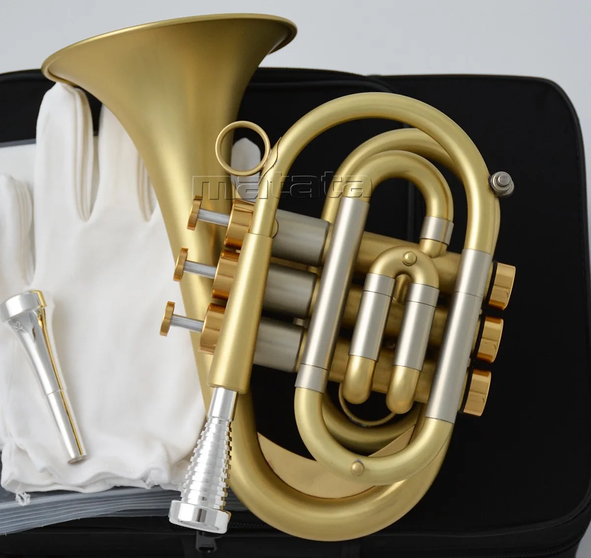 High quality Dizzy style Customized Heavy Pocket Trumpet Matte Gold Bb HORN