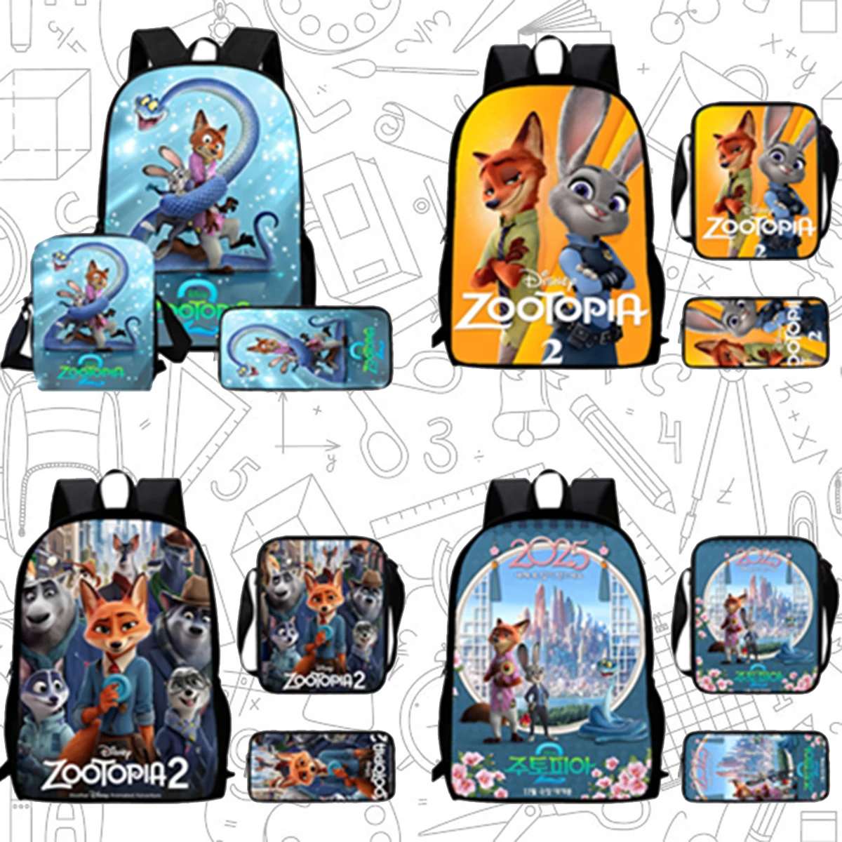 

Cartoon Zootopia 2 School Backpack With Shoulder Bags Pencil Bags For Kindergarten,Light Weight School Bags for Kindergarten