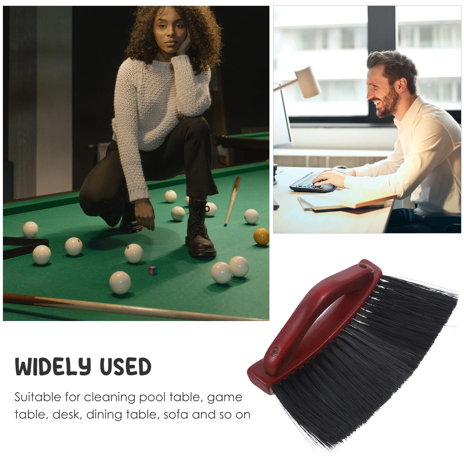 

Pool Brush Billiard Table Cleaning Tool High-Grade Bristles Solid Wood Handle Scratch-Free For Felt Table Desk Sofa