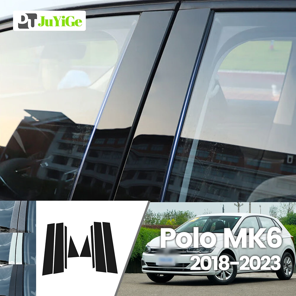 

For Volkswagen Polo 2018-2023 2019 2020 2021 2022 Bright Black Carbon Fibre Window Door B C Sticker