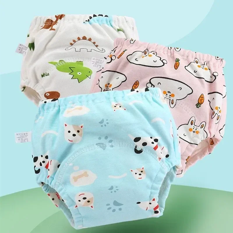 10Pc/Lot Baby Cotton Training Pants Panties Waterproof Cloth Diapers Reusable Toolder Nappies Underwear