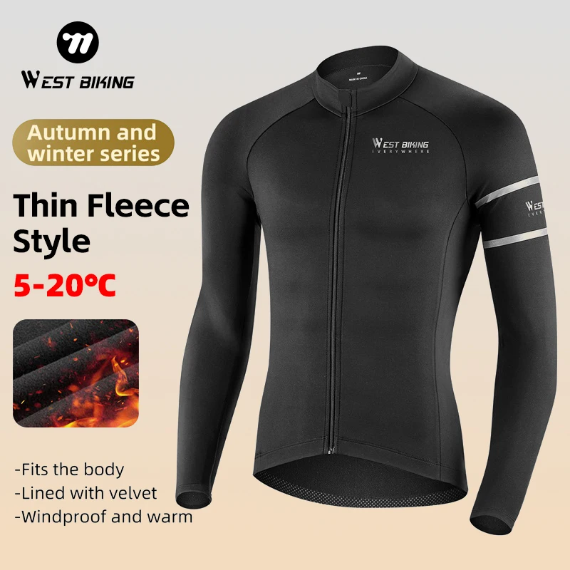 

Зимний флисовый велосипедный трикотаж WEST BIKING, теплый ветрозащитный мужской велосипедный топ, уличная мотоциклетная спортивная куртка с длинным рукавом