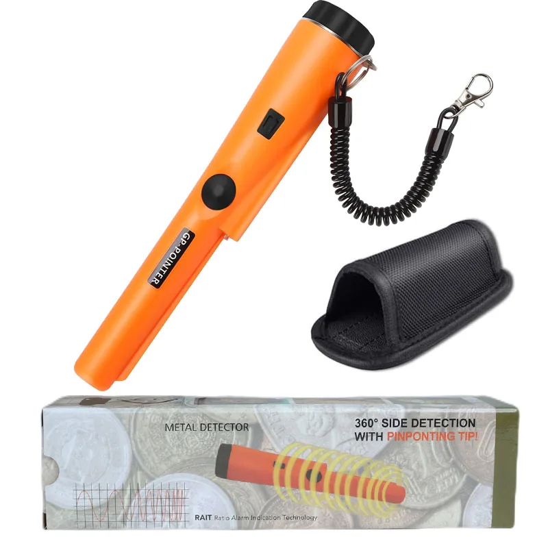 Partial Waterproof Metal Detector Pinpointer,Handheld Convenient Pin Pointer Wand with Holster, 360°Scanning Locating Gold  Coin