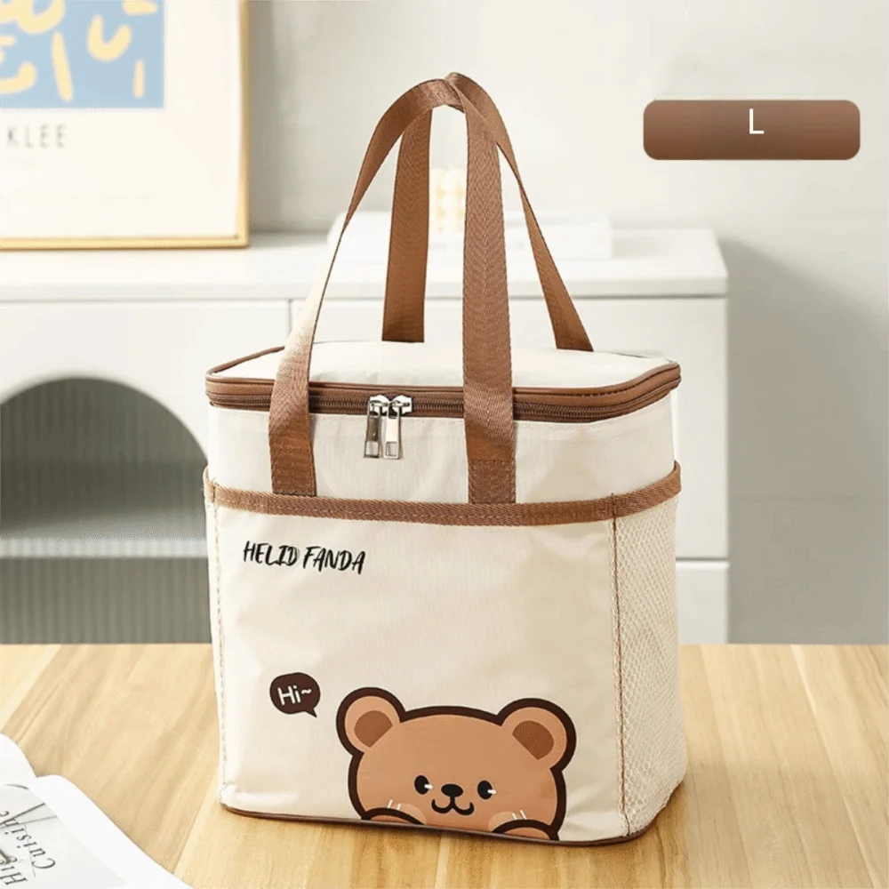 

New Cute Bear Lunch Box Storage Bag Oxford Aluminum foil Food Thermal Bag Waterproof Insulated Portable Ice Pack Women