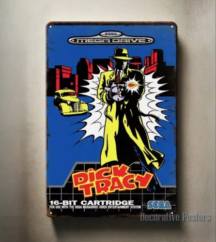 Dick Tracy Mega Drive Retro Video Game Metal Poster Tin Sign 20*30cm-aluminum
