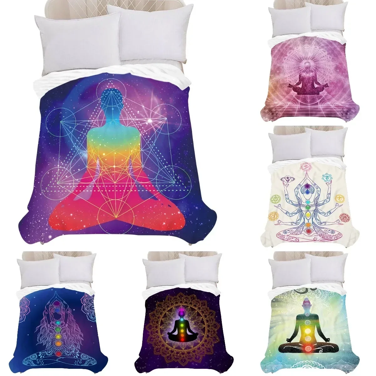 

Чакра Йога Медитация Бохо Мандала Мягкое фланелевое дорожное одеяло Гостиная Домашний диван Украшение одеяла Общежитие Офисное одеяло для сна