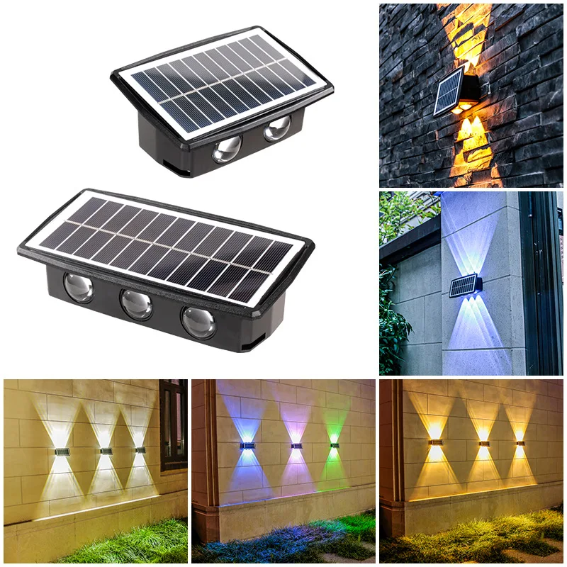 

Outdoor Lighting Solar Courtyard Decorative Wall Washer Lights 4/6LED Up and Down Double Waterproof Garden Villa Door Sign Lamp