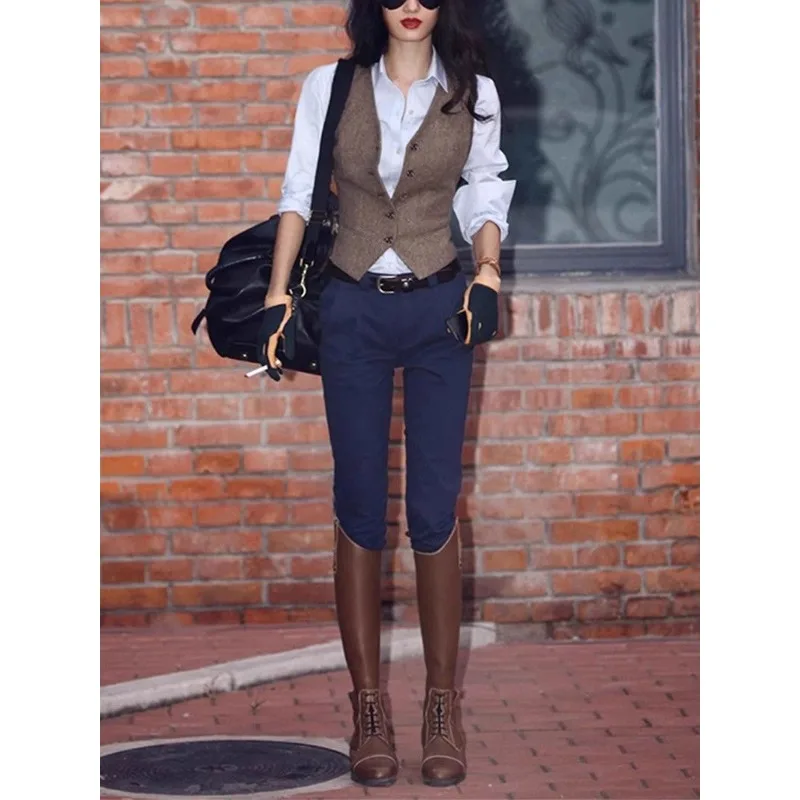 New Casual Slim Vest British Suit Horse Clip Short Sleeveless Suit Fashionable Retro Vest