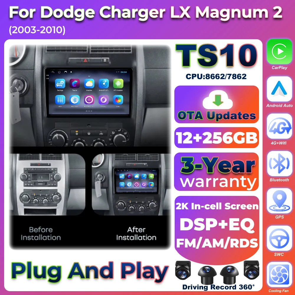 Autoradio Car Radio Carplay For Dodge Charger LX Magnum 2 2003 - 2010 Video Multimedia Player Plug And Play Touch Screen 5G Wifi