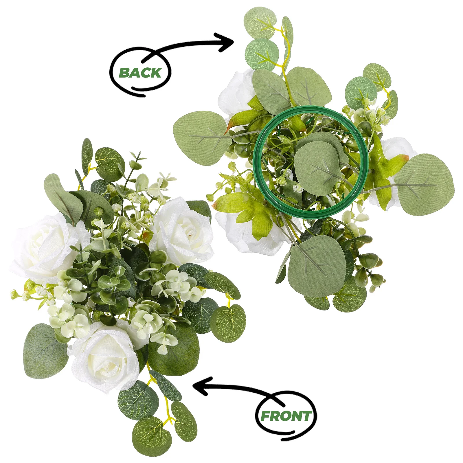 

Small Wreath Artificial Rose Flower with Green Leaves Decor for Wedding Party Home Table Centerpiece Holiday Decorations