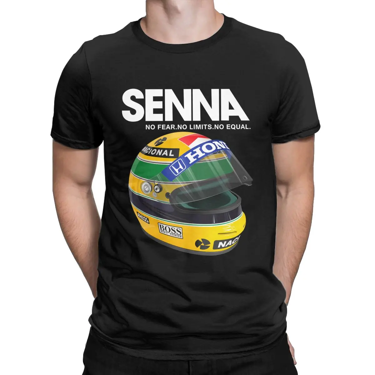 Men Women Ayrton Senna Helmet Racing Car F1 Shirt Outfit Novelty Cotton T Shirt Tee Clothing Original