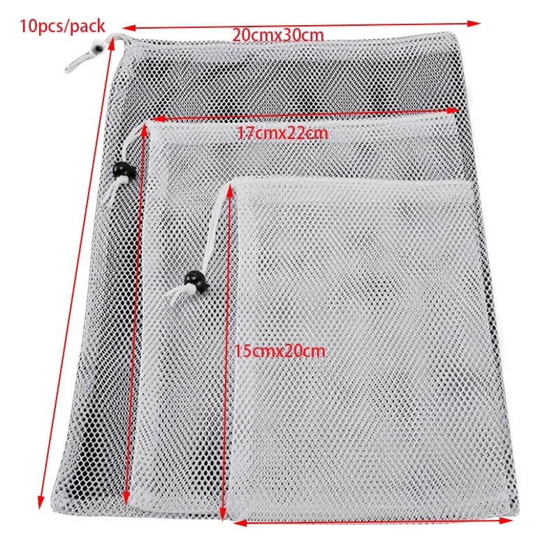 10Pcs Filter Net Bag Mesh Bag Acquarium Pond For Bio Ball Carbon Media Ammonia Aquarium Fish Tank Isolation Bag White