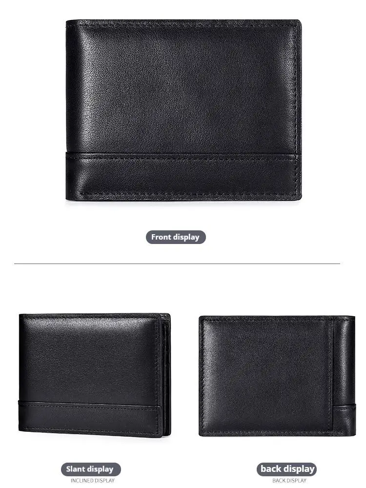 RFID Wallets for Men Slim Bifold Genuine Leather Front Pocket Wallet Extra Capacity Credit Card Holder Purse with  ID Window