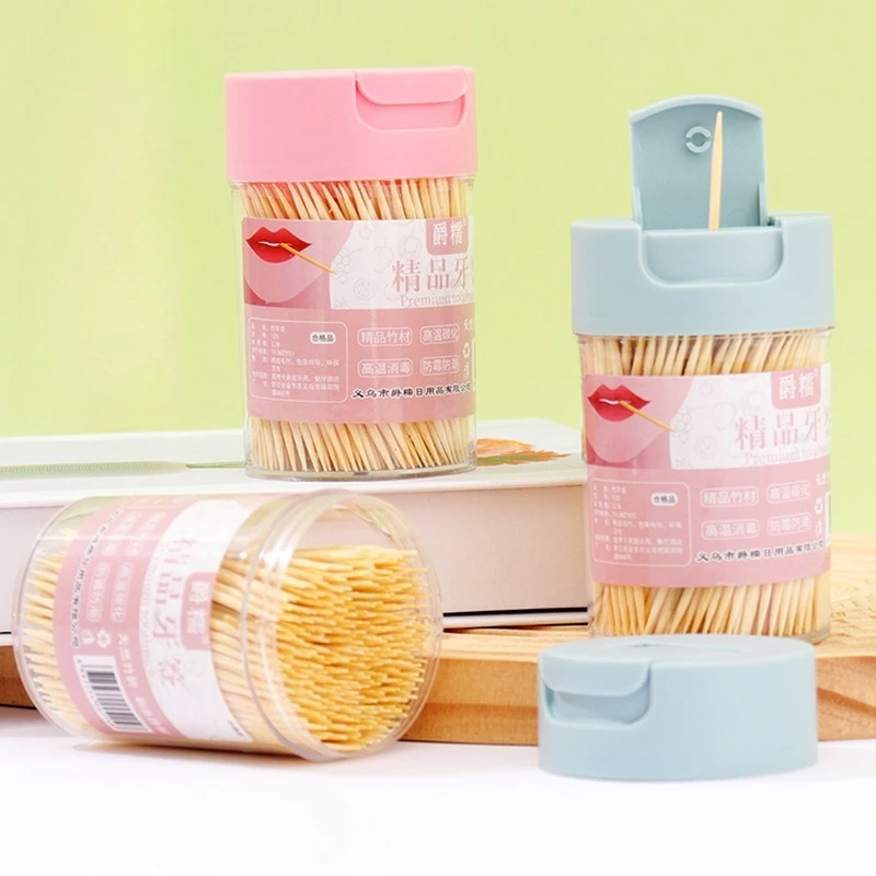 Toothpick Holder for Home Use Premium Portable Bamboo Dispos