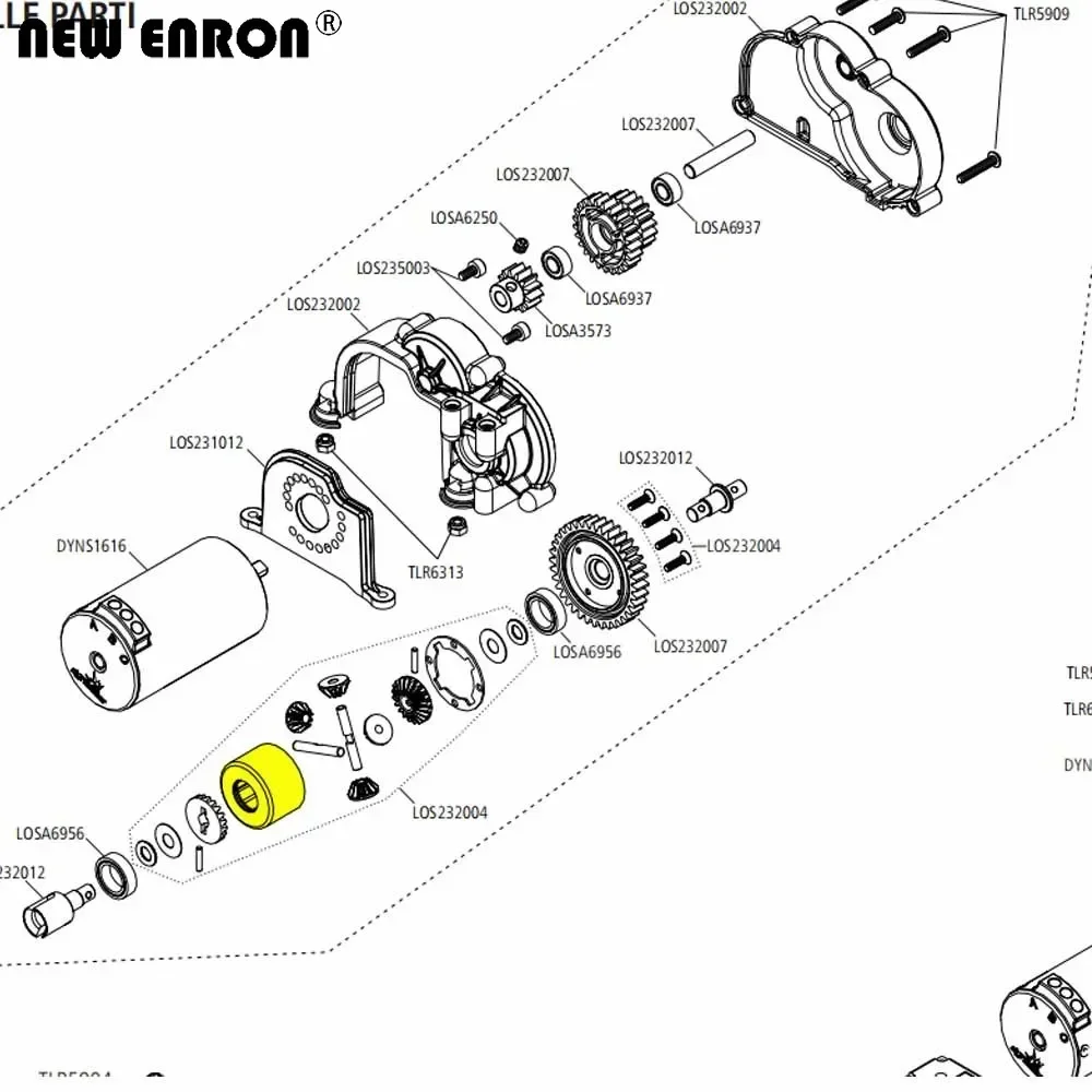 # LOS232004 Legierung CNC Differential Diff Fall Gehäuse für RC Auto 1/10 Team Losi BAJA REY 4wd Rock Rey RTR