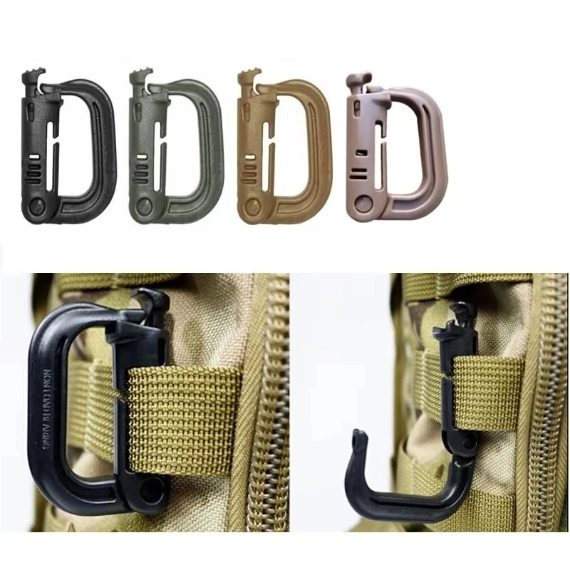 2Pcs MOLLE Carabiner Tactical D Locking Ring Buckle Plastic Snap Clip Fastener for Vest Bag Connection Point